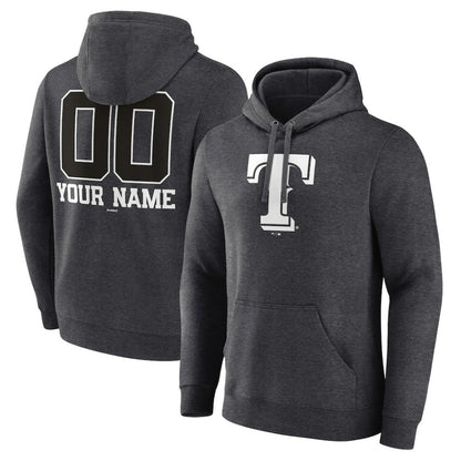 Texas Rangers Personalized Monochrome Name & Number Pullover Hoodie - Charcoal