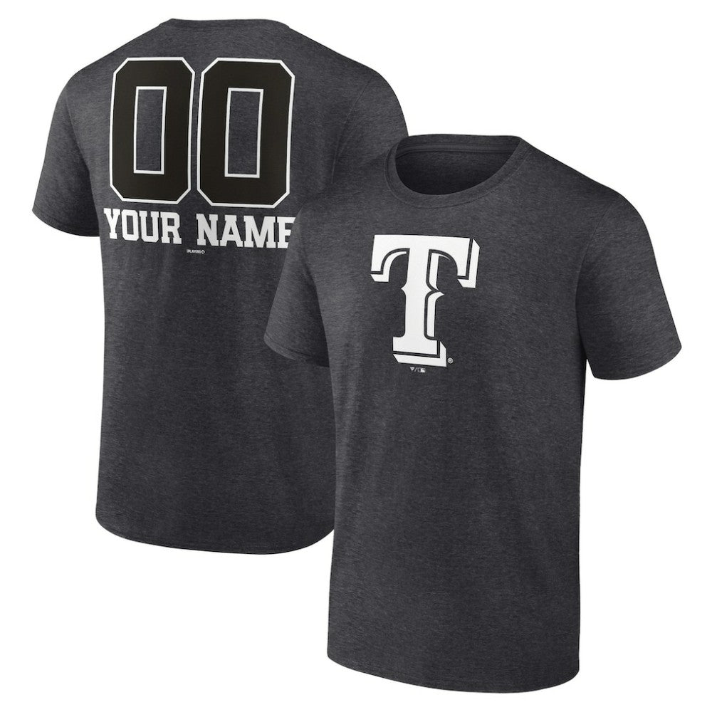 Texas Rangers Personalized Monochrome Name & Number T-Shirt - Charcoal