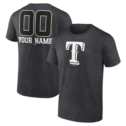 Texas Rangers Personalized Monochrome Name & Number T-Shirt - Charcoal