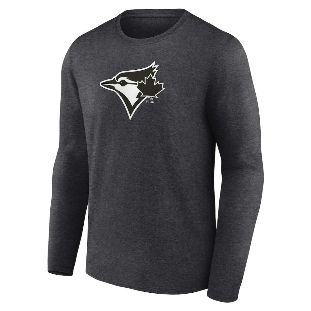 Toronto Blue Jays Personalized Monochrome Name & Number Long Sleeve T-Shirt - Charcoal