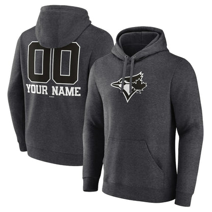Toronto Blue Jays Personalized Monochrome Name & Number Pullover Hoodie - Charcoal