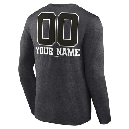 Washington Nationals Personalized Monochrome Name & Number Long Sleeve T-Shirt - Charcoal