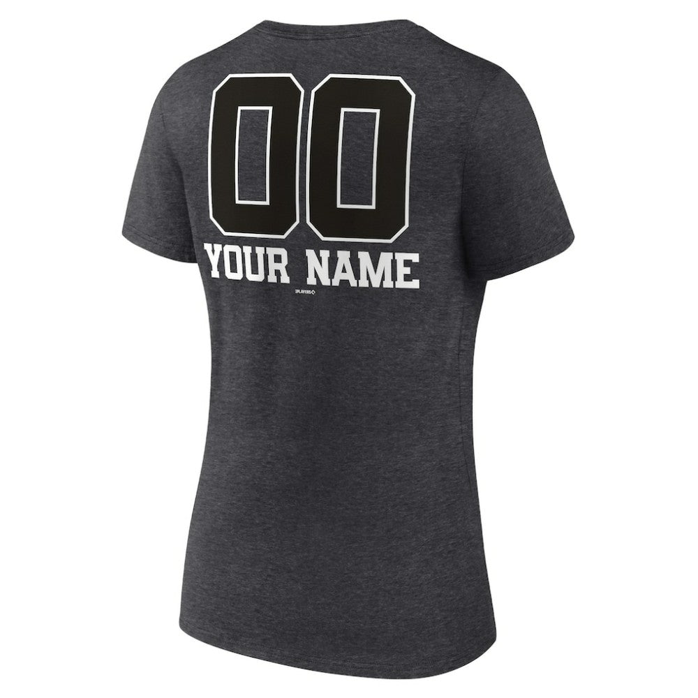 Washington Nationals Women's Personalized Monochrome Name & Number V-Neck T-Shirt - Charcoal