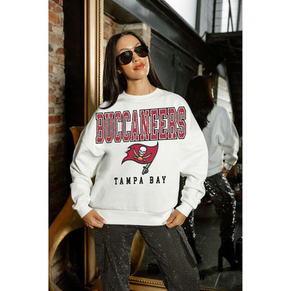 Tampa Bay Buccaneers Gameday Couture Women's Sunday Drives Oversized Crewneck Pullover Sweatshirt – White for sale