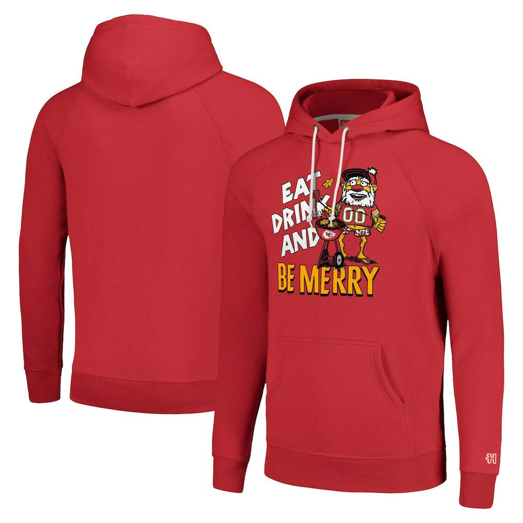 Kansas City Chiefs Homage Unisex Holiday Raglan Tri-Blend Pullover Hoodie - Red outlet
