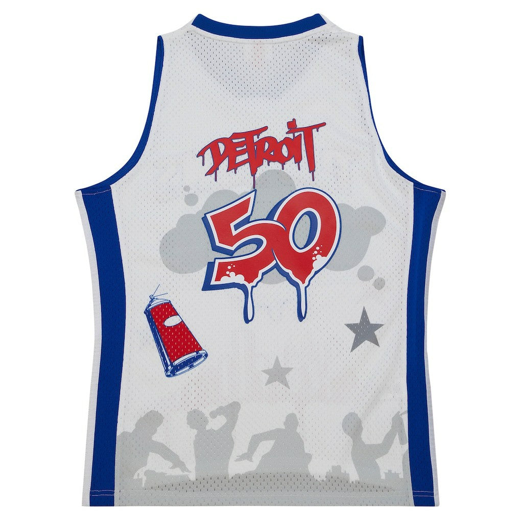 Detroit Pistons x Tats Cru Hardwood Classics Fashion Jersey sale - White | Mitchell & Ness online