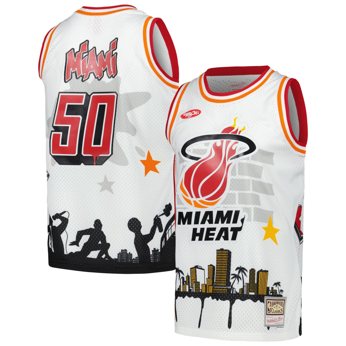 Miami Heat x Tats Cru Hardwood Classics Fashion Jersey - White | Mitchell & Ness shop