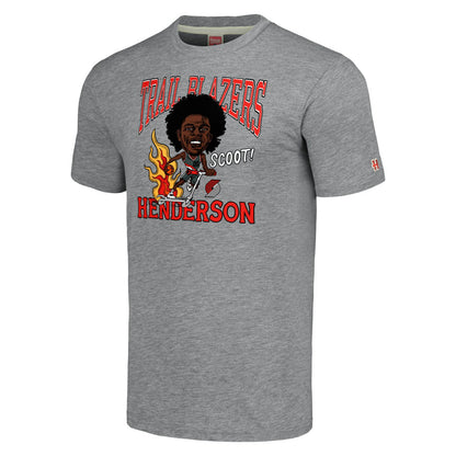 Scoot Henderson Portland Trail Blazers Homage Caricature Tri-Blend T-Shirt - Gray for sale