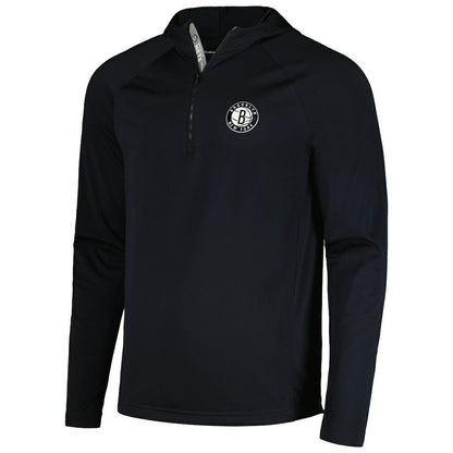 Brooklyn Nets Levelwear Zander Hoodie Raglan Quarter-Zip Top - Black online