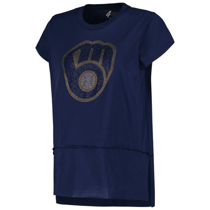 Milwaukee Brewers G-III 4Her by Carl Banks Women's Cheer Fashion T-Shirt - Navy