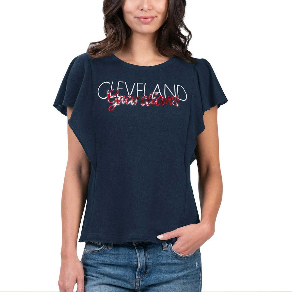 Cleveland Guardians G-III 4Her by Carl Banks Women's Crowd Wave T-Shirt - Navy