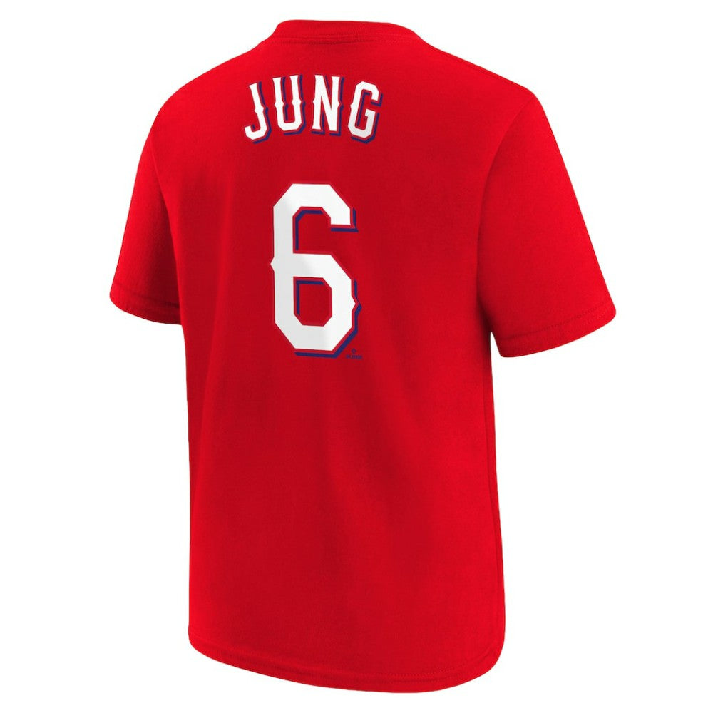 Josh Jung Texas Rangers Youth Name & Number T-Shirt - Red | Nike