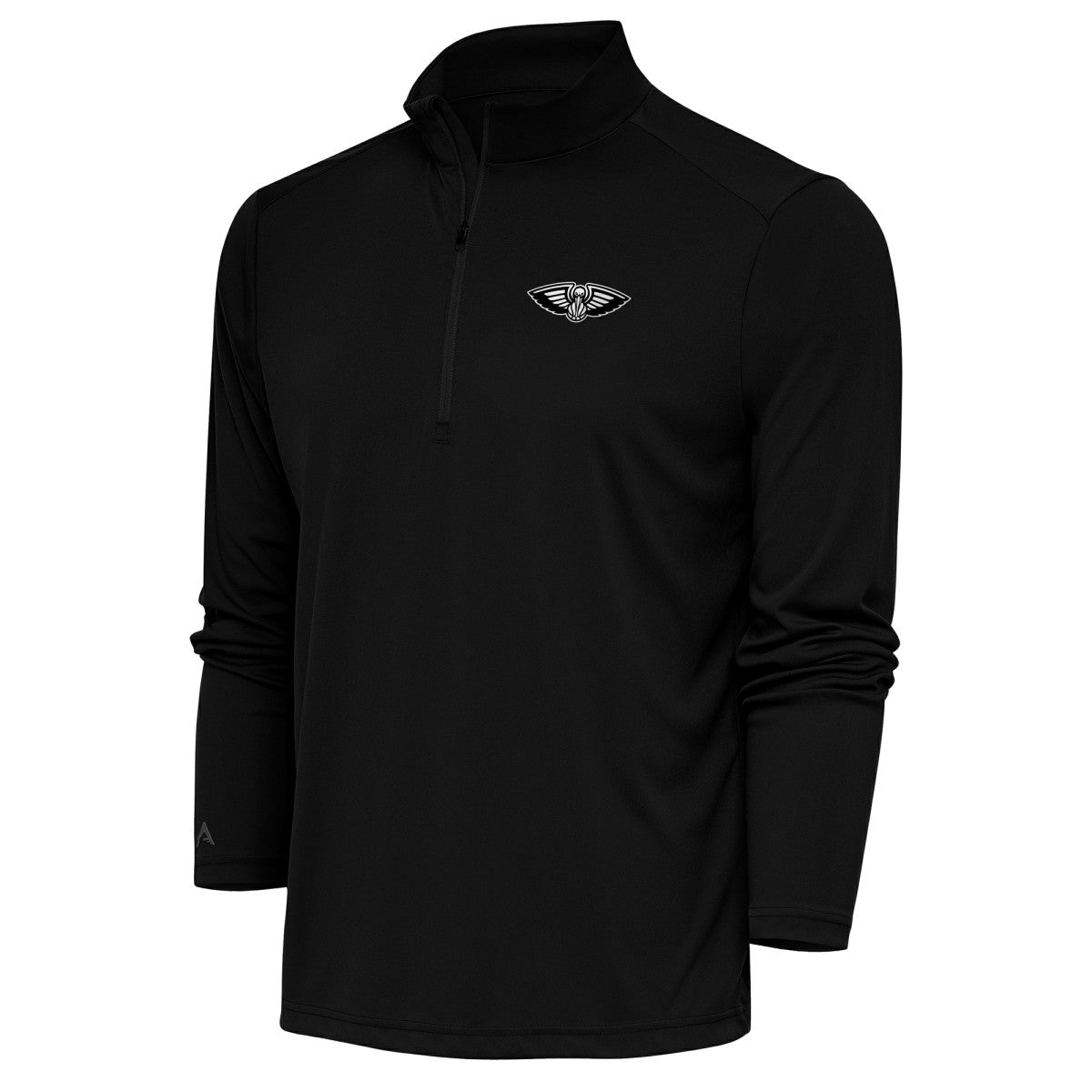 New Orleans Pelicans Antigua Metallic Logo Tribute Quarter-Zip Top - Black shop