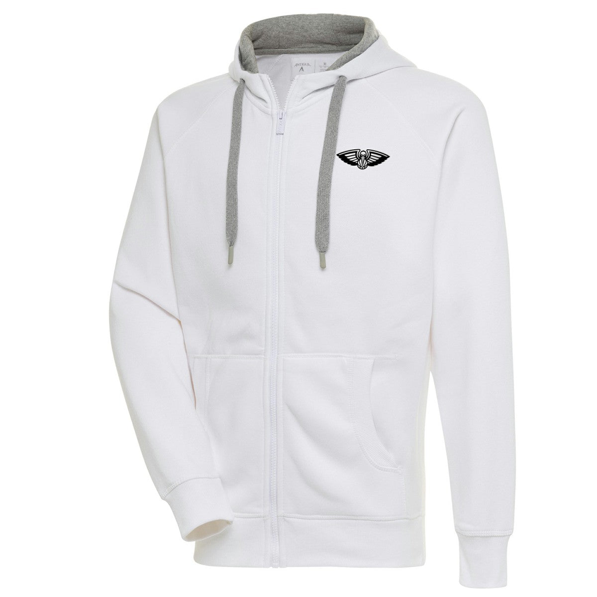 New Orleans Pelicans Antigua Metallic Logo Victory Raglan Full-Zip Hoodie - White for sale