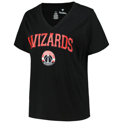 Washington Wizards Profile Women's Plus Size Arch Over Logo V-Neck T-Shirt - Black sale