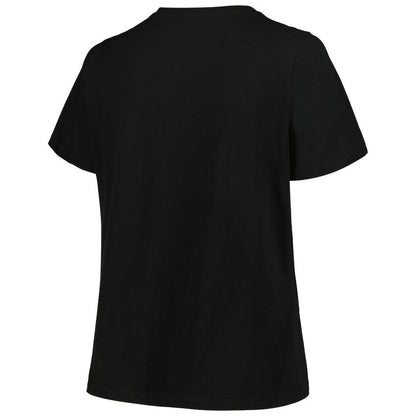 Charlotte Hornets Profile Women's Plus Size Arch Over Logo V-Neck T-Shirt - Black online