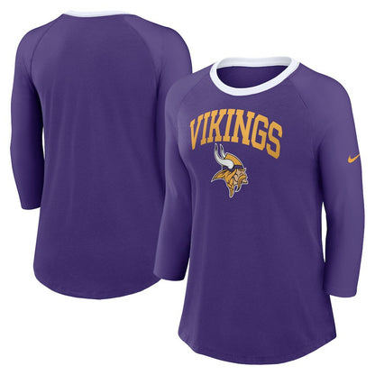 Minnesota Vikings Women's 3/4 Sleeve Raglan Fashion Top - Purple | Nike online