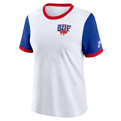 Buffalo Bills Women's Rewind Ringer T-Shirt - White/Royal | Nike sale
