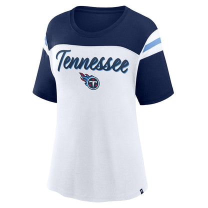 Tennessee Titans Women's Cheer Chant Fashion Crop Top - White/Navy outlet