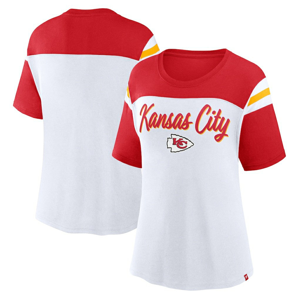 Kansas City Chiefs Women's Cheer Chant Fashion Crop Top - White/Red sale