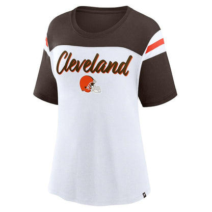 Cleveland Browns Women's Cheer Chant Fashion Crop Top - White/Brown discount