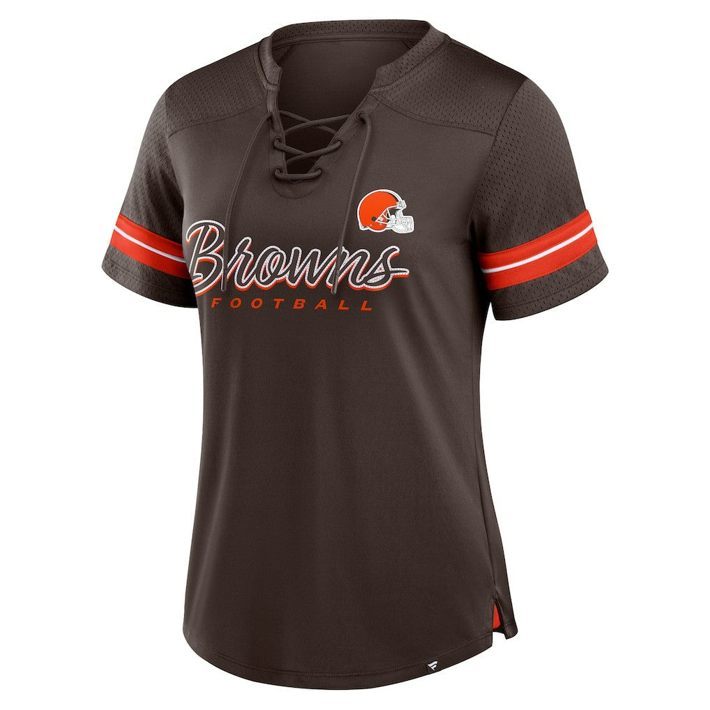 Cleveland Browns Women's Play Script Lace-Up T-Shirt - Brown sale