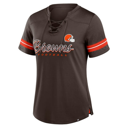 Cleveland Browns Women's Play Script Lace-Up T-Shirt - Brown sale