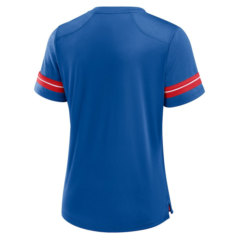 Buffalo Bills Women's Play Script Lace-Up T-Shirt - Royal cheap