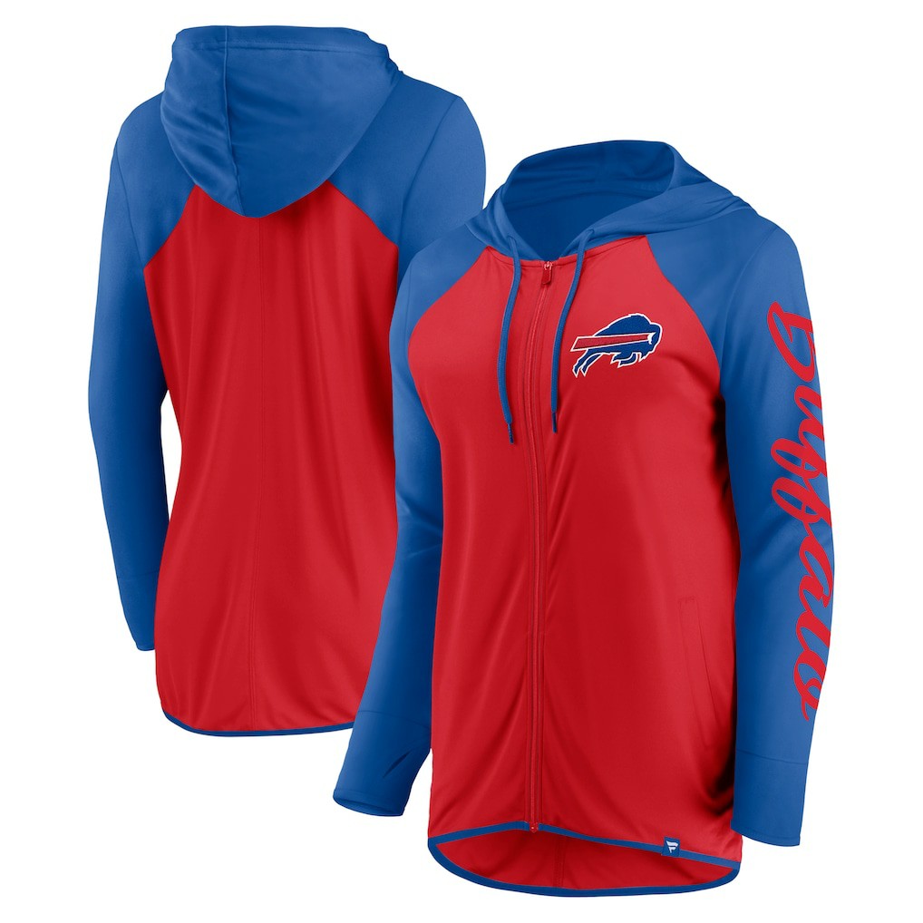 Buffalo Bills Women's Script Full-Zip Hoodie - Red/Royal for sale