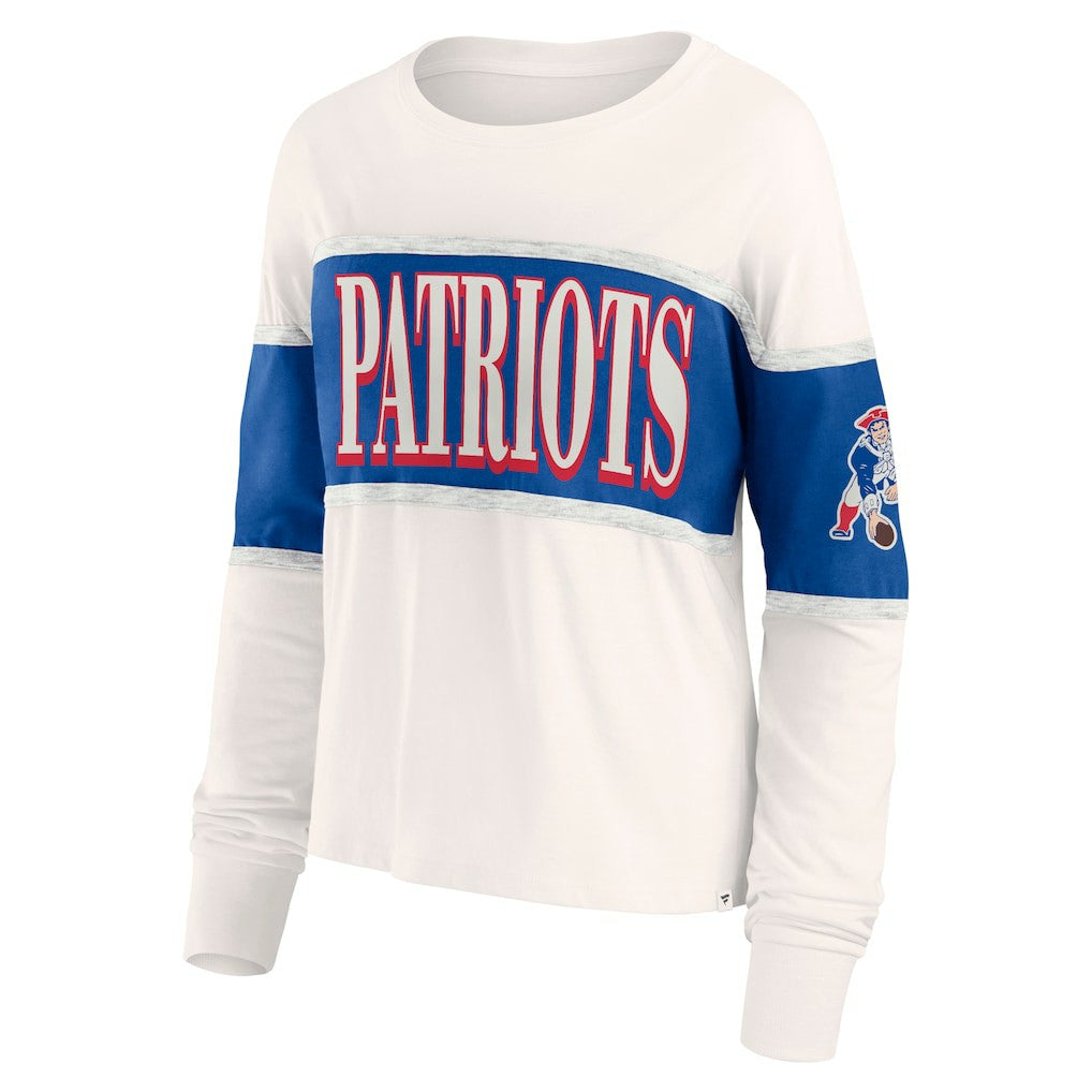 New England Patriots Women's Antique Block Long Sleeve T-Shirt - Cream outlet