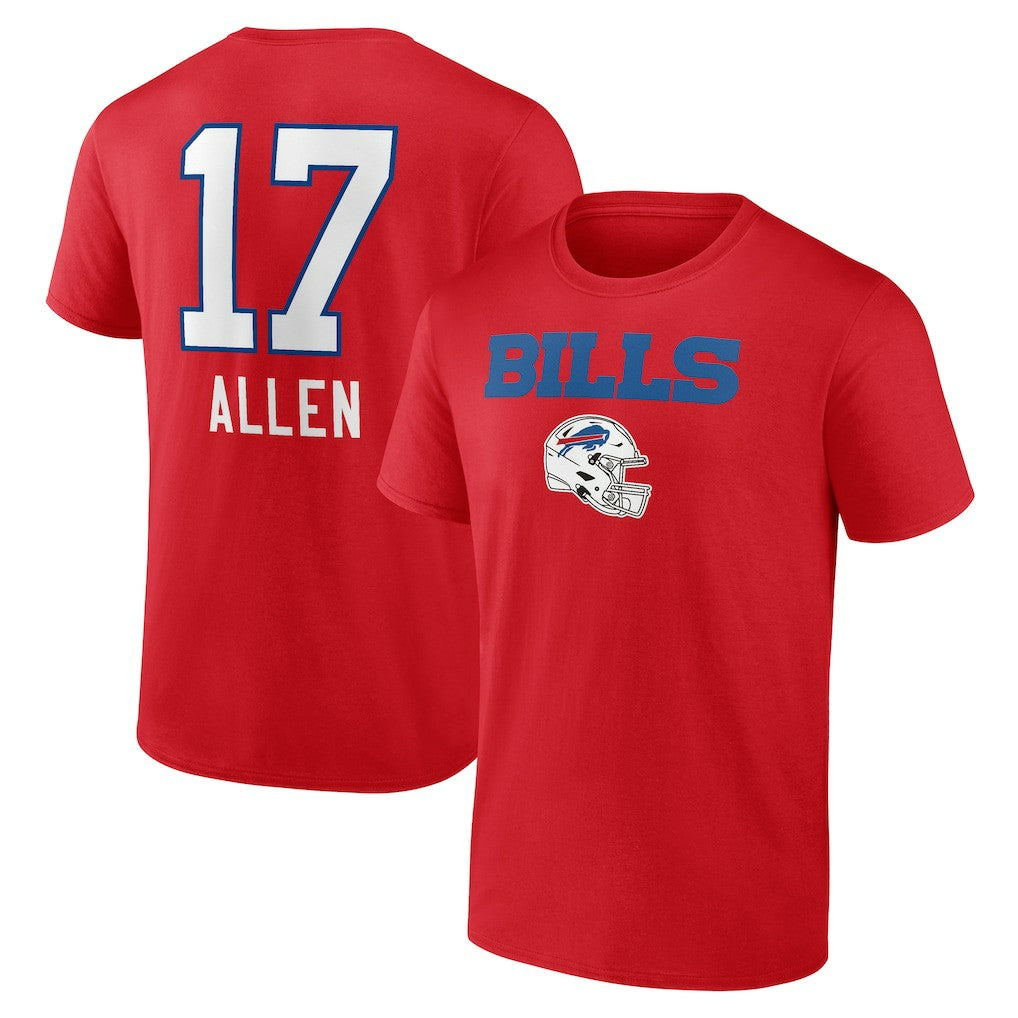 Josh Allen Buffalo Bills Team Wordmark Player Name & Number T-Shirt - Red online