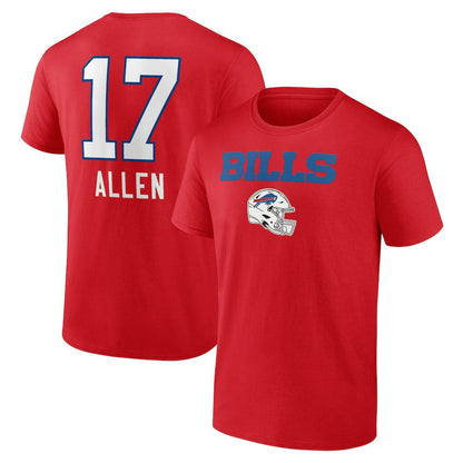Josh Allen Buffalo Bills Team Wordmark Player Name & Number T-Shirt - Red online