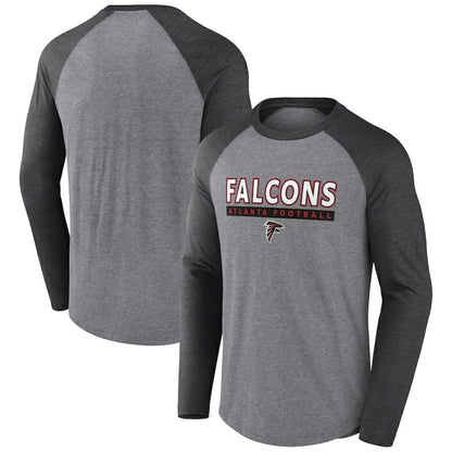 Atlanta Falcons Tri-Blend Raglan Long Sleeve T-Shirt - Heather Gray/Charcoal discount