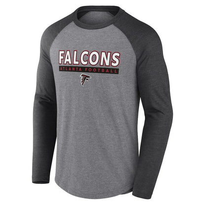 Atlanta Falcons Tri-Blend Raglan Long Sleeve T-Shirt - Heather Gray/Charcoal discount