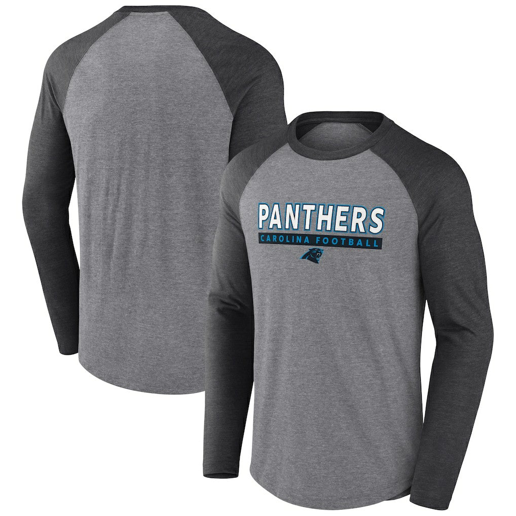 Carolina Panthers Tri-Blend Raglan Long Sleeve T-Shirt - Heather Gray/Charcoal sale