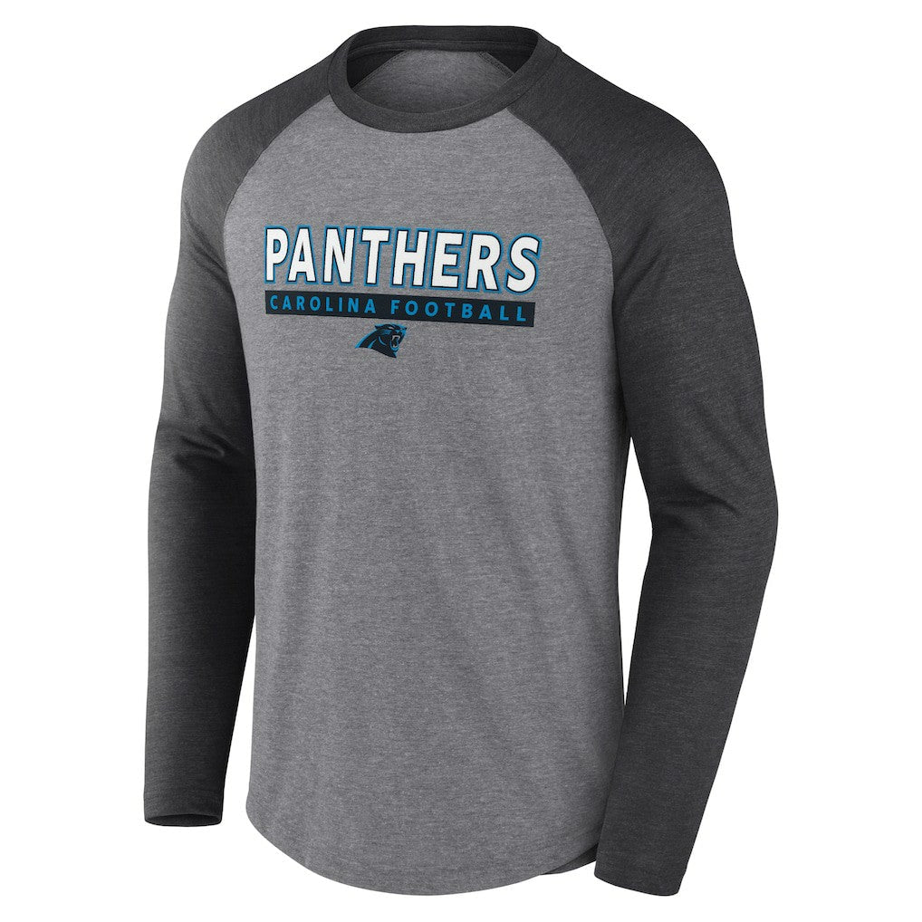 Carolina Panthers Tri-Blend Raglan Long Sleeve T-Shirt - Heather Gray/Charcoal sale