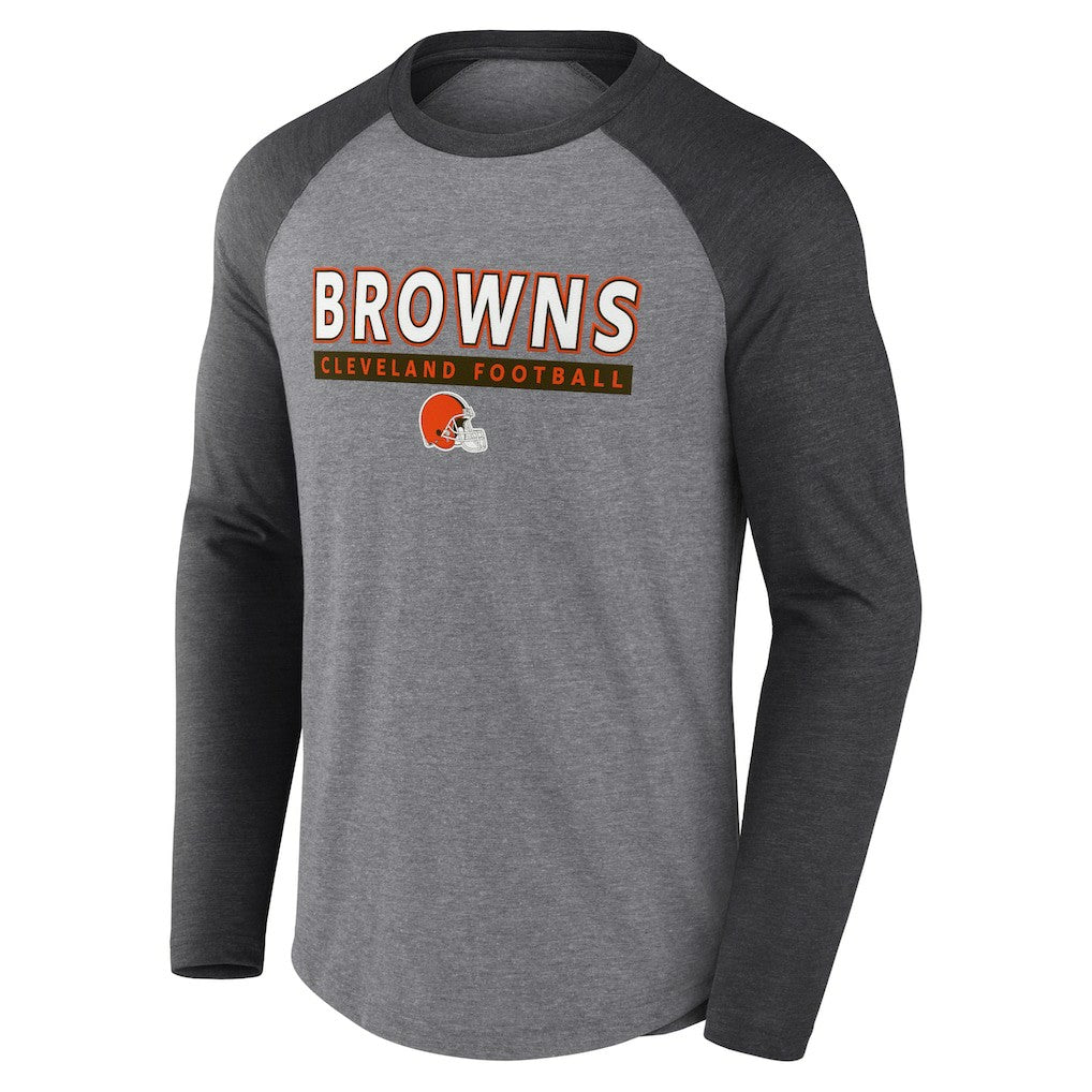 Cleveland Browns Tri-Blend Raglan Long Sleeve T-Shirt - Heather Gray/Charcoal outlet