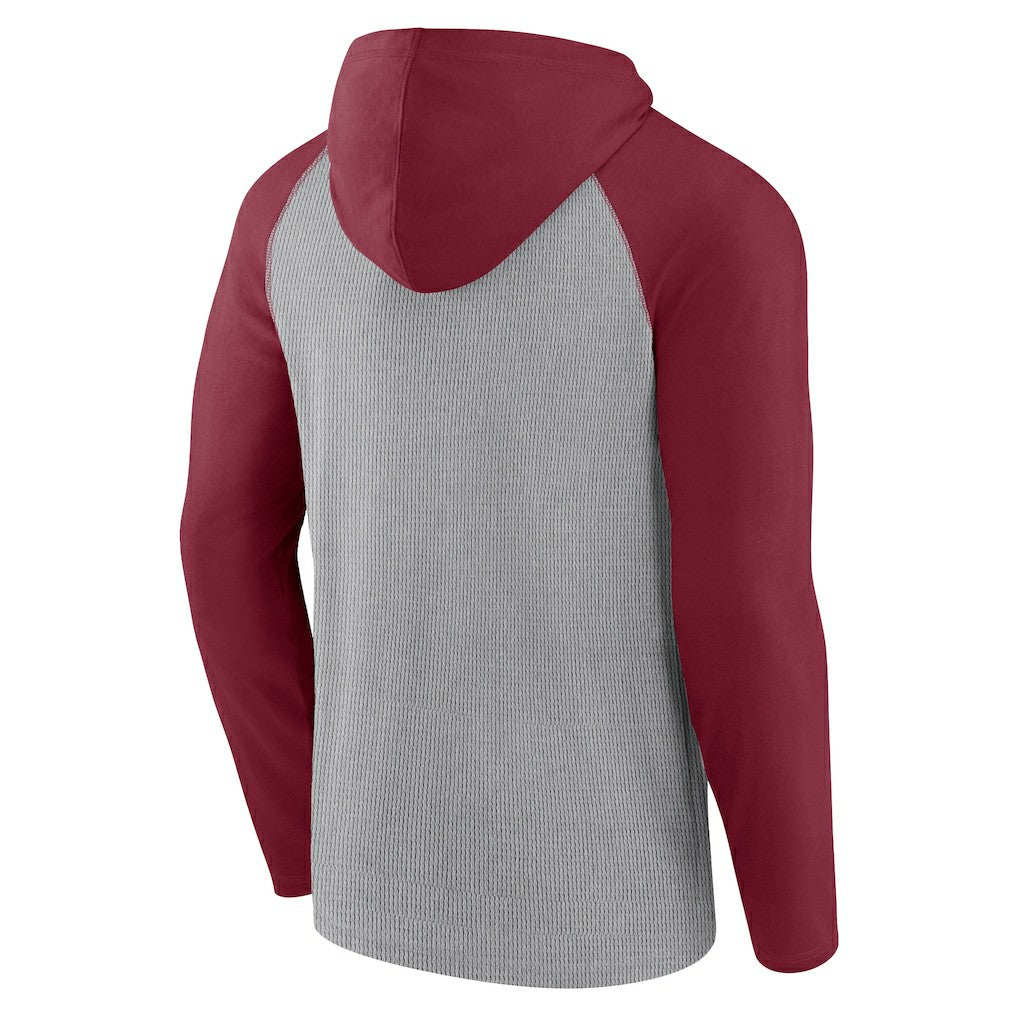 Washington Commanders Under Center Long Sleeve Hoodie T-Shirt - Gray/Burgundy on sale