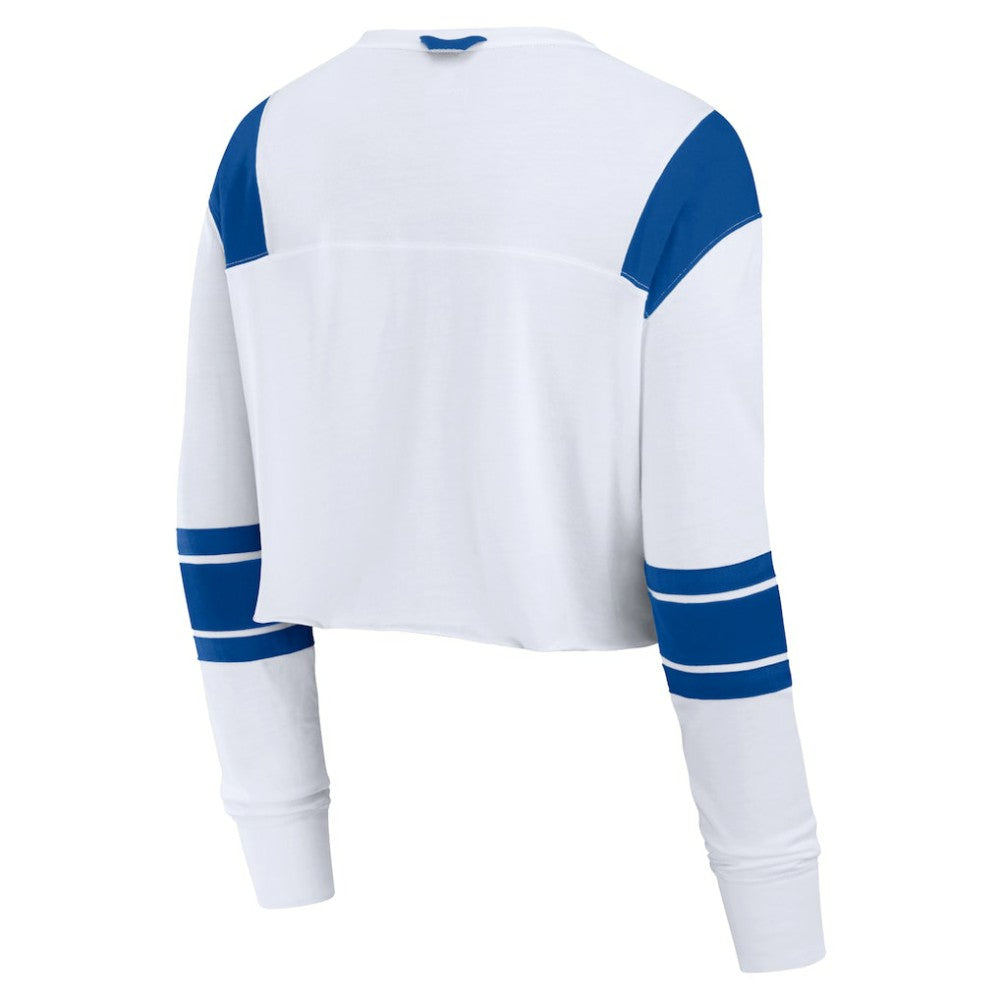 Los Angeles Dodgers Women's Stretch Cropped Fashion Long Sleeve T-Shirt - White