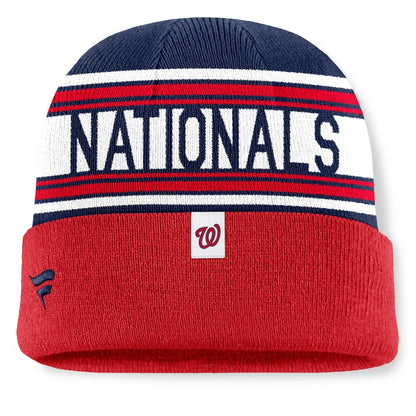 Washington Nationals Fundamental Team Stripe Cuffed Knit Hat - Red