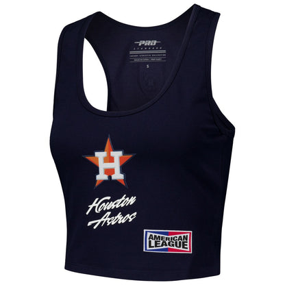 Houston Astros Pro Standard Women's Fast Lane Fitted Tri-Blend Cropped Tank Top - Navy