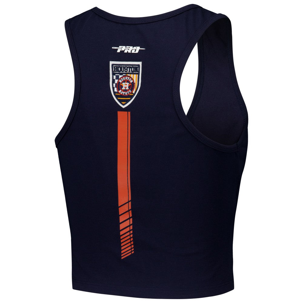 Houston Astros Pro Standard Women's Fast Lane Fitted Tri-Blend Cropped Tank Top - Navy