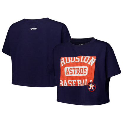 Houston Astros Pro Standard Women's Made To Play Boxy Cropped T-Shirt - Navy