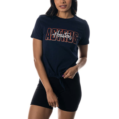 Houston Astros The Wild Collective Women's Twist Front T-Shirt - Navy
