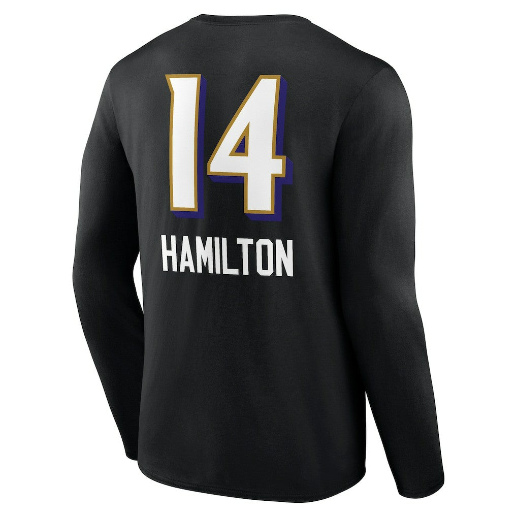 Kyle Hamilton Baltimore Ravens Team Wordmark Player Name & Number Long Sleeve T-Shirt - Black sale