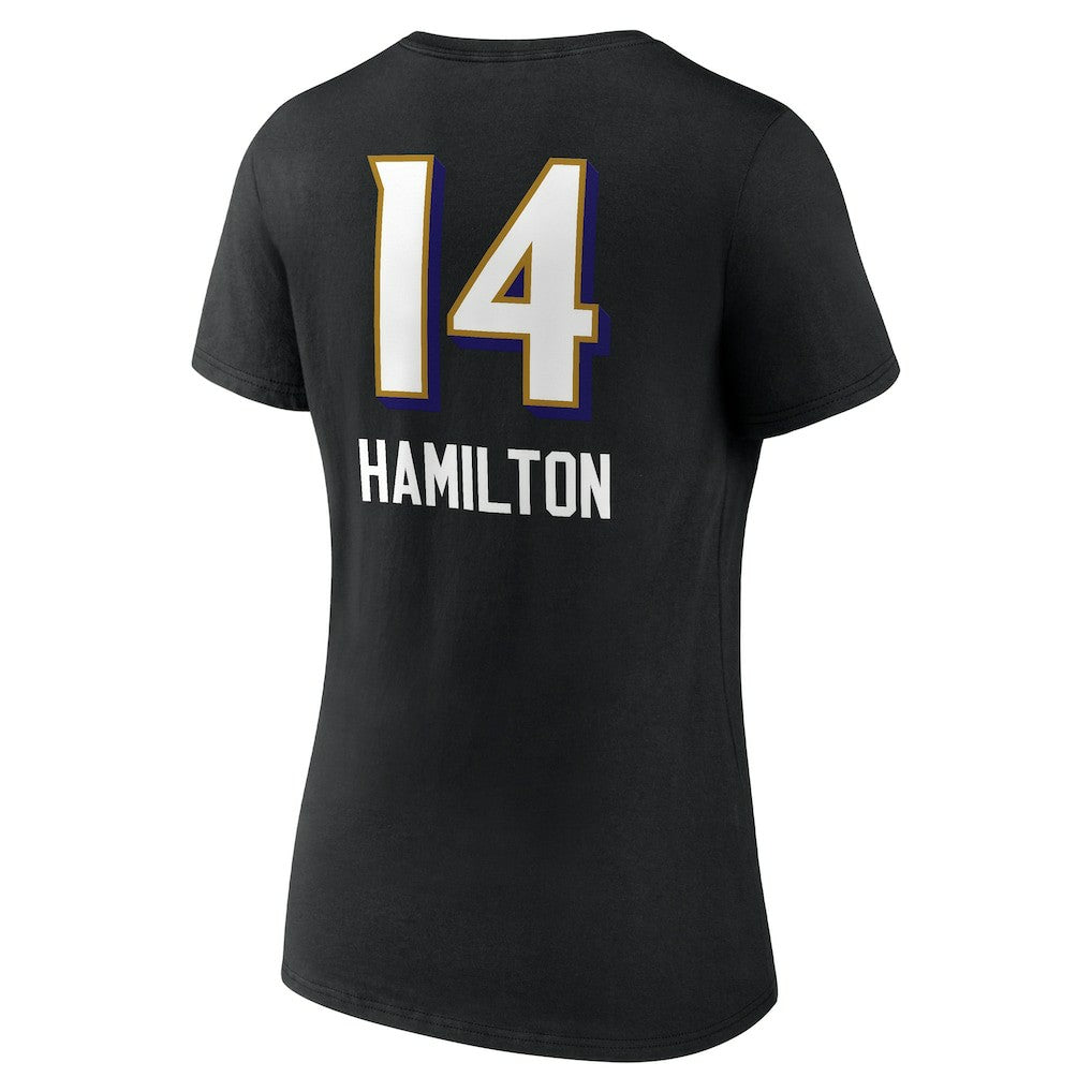 Kyle Hamilton Baltimore Ravens Women's Team Wordmark Player Name & Number V-Neck T-Shirt - Black cheap