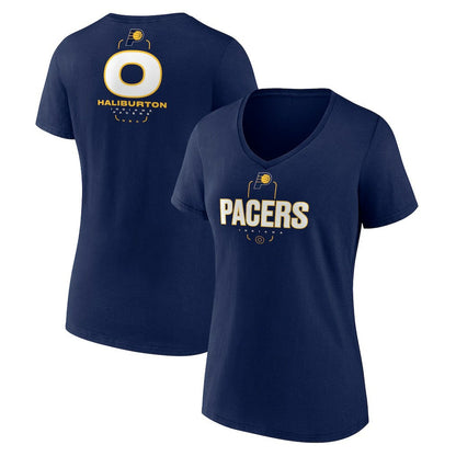 Tyrese Haliburton Indiana Pacers Women's Behind The Back Name & Number V-Neck T-Shirt - Navy cheap