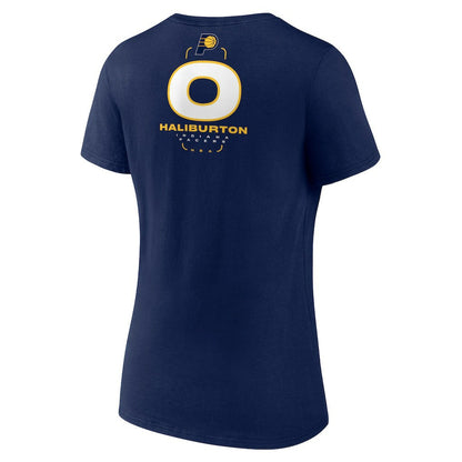 Tyrese Haliburton Indiana Pacers Women's Behind The Back Name & Number V-Neck T-Shirt - Navy cheap