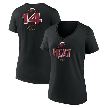 Tyler Herro Miami Heat Women's Behind The Back Name & Number V-Neck T-Shirt - Black cheap
