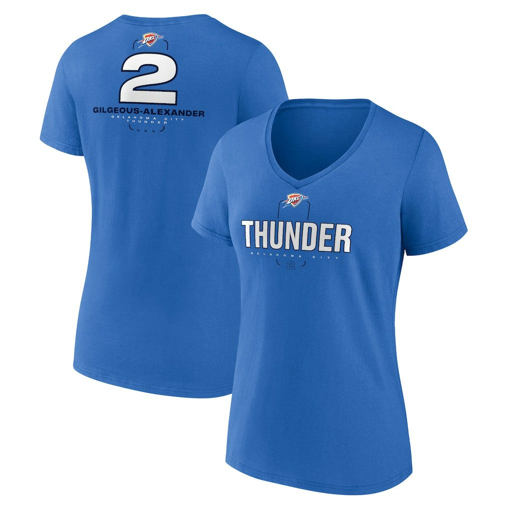 Shai Gilgeous-Alexander Oklahoma City Thunder Women's Behind The Back Name & Number V-Neck T-Shirt - Blue on sale